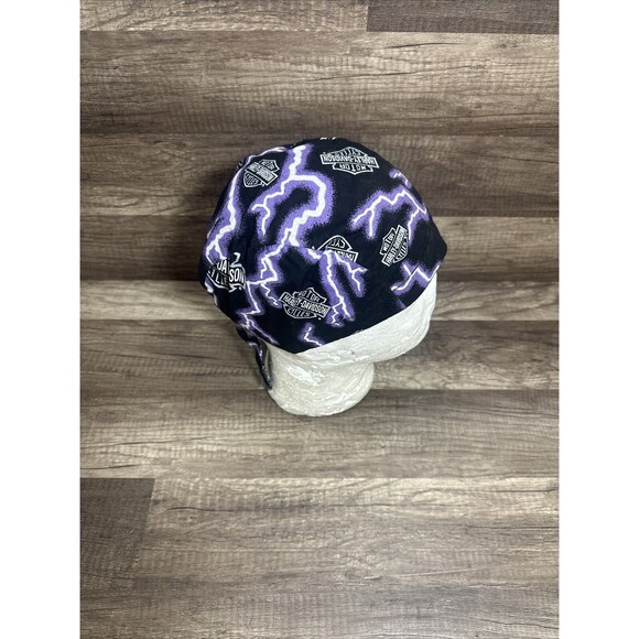 VTG Harley Davidson Biker Hat Cap Purple Lightning Thunder OS 90s RARE - Picture 3 of 12